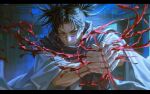  1729shun 1boy absurdres black_hair blood choso_(jujutsu_kaisen) closed_mouth commentary_request facial_mark hemokinesis highres japanese_clothes jujutsu_kaisen long_sleeves solo 