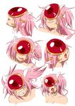  :q ahegao anger_vein angry blood bow clenched_teeth expressions hair_bow highres kaname_madoka licking_lips looking_at_viewer mahou_shoujo_madoka_magica mask multiple_views naughty_face oman_(evld) open_mouth pink_hair smile spoilers teeth tongue tongue_out two_side_up ultimate_madoka veins 