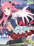  angel_beats! foreshortening gloves hyuuga_azuri idol long_hair pink_eyes pink_hair plaid plaid_skirt skirt solo two_side_up yui_(angel_beats!) 