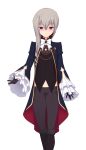  1girl black_gloves blush closed_mouth game_asset general_cocytus gloves grey_hair kourin_tenshi_en_ciel_rena large_variant_set long_hair looking_at_viewer non-web_source official_art pants purple_eyes saitou_natsuki simple_background smile solo suhamaya tachi-e transparent_background variant_set 