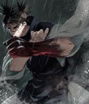  1boy black_hair blood blood_on_hand brown_eyes choso_(jujutsu_kaisen) commentary_request facial_mark highres japanese_clothes jujutsu_kaisen renonorakugaki short_hair solo 