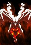  blue_eyes blue_sclera claws colored_sclera commentary_request dragon ewokakukaede flying glowing_tail highres no_humans pokemon pokemon_(creature) pokemon_focus reshiram reshiram_(overdrive) white_fur 