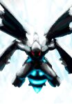  colored_sclera commentary_request dragon electricity ewokakukaede glowing_tail highres no_humans pokemon pokemon_(creature) red_eyes red_sclera white_background wings zekrom zekrom_(overdrive) 