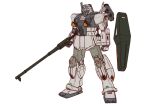  banchengping@126 beam_cannon beam_rifle blue_assault_visor clenched_hand colored_lineart commentary earth_federation energy_gun gm_(mobile_suit) gm_night_seeker gm_night_seeker_vasuki_custom gundam highres lineart mecha mecha_focus mobile_suit msv-r:_the_return_of_johnny_ridden no_humans original redesign robot science_fiction shield solo standing thrusters unfinished weapon white_background 