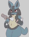  ambiguous_gender disembodied_hand iceeon lucario nintendo pok&eacute;mon pok&eacute;mon_(species) red_eyes simple_background solo spikes sweat sweatdrop video_games 