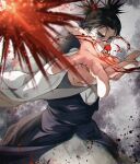  1boy black_hair blood brown_eyes choso_(jujutsu_kaisen) closed_mouth facial_mark hemokinesis highres japanese_clothes jujutsu_kaisen renonorakugaki short_hair solo 