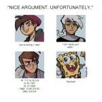  aged_up beanie blue_eyes brown_hair danny_fenton danny_phantom english_text glasses green_eyes hat izzy_(izbubbles) jewelry jimmy_neutron jimmy_neutron_(series) looking_at_viewer male_focus meme multiple_boys nice_argument._unfortunately..._(meme) open_mouth shirt short_hair simple_background smile spongebob_squarepants spongebob_squarepants_(series) teeth the_fairly_oddparents timmy_turner white_hair 