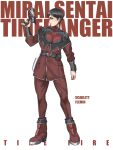  1girl armored_boots belt black_belt black_bodysuit black_hair bodysuit boots character_name closed_mouth commentary copyright_name dv_defender earrings full_body gun hand_up handgun highres holding holding_gun holding_weapon holster invisible_floor jacket jewelry jinri_shijie long_sleeves looking_to_the_side mirai_sentai_timeranger multicolored_bodysuit multicolored_hair off-shoulder_jacket off_shoulder pants red_bodysuit red_boots red_eyes red_hair red_jacket red_pants red_theme see-through_cleavage see-through_clothes simple_background solo standing super_sentai time_fire tokusatsu turning_head two-tone_bodysuit two-tone_hair weapon white_background wrist_guards 
