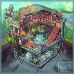  artist_name blurry blurry_background book bookshelf border breath_weapon breathing_fire broken_glass building closed_mouth cloud commentary crack cracked_floor cross-section diorama ditto door english_commentary fangs fire flame-tipped_tail floating gas glass grimer growlithe highres in-universe_location itshugosnook ivy leaf magmar mewtwo motion_lines multiple_heads multiple_tails on_roof open_book open_mouth outline pen pillar plank planter poke_ball poke_ball_(basic) pokemon pokemon_(creature) pokemon_focus pokemon_mansion pokemon_red/green/blue/yellow ponyta railing raticate rooftop rubble ruins sitting sky stairs stasis_tank tail teeth test_tube vulpix weezing window 