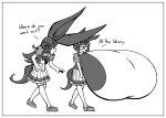  2girls anatomical_nonsense animal_ears bow bowtie breasts comically_large_ears commentary english_commentary english_text flower full_body gigantic_breasts glasses greyscale hat hat_flower horse_ears horse_girl horse_tail huge_ears loafers long_hair meme miniskirt monochrome multiple_girls opaque_glasses pleated_skirt puffy_short_sleeves puffy_sleeves rice_shower_(umamusume) rose sailor_collar school_uniform serafuku shirt shoes short_sleeves simple_background sirhoopsalot skirt tail thighhighs tracen_school_uniform umamusume where_do_you_work_out?_(meme) white_background zenno_rob_roy_(umamusume) 