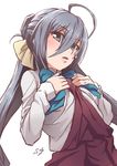  grey_eyes kantai_collection kiyoshimo_(kantai_collection) long_hair school_uniform shift_(waage) silver_hair solo twintails 