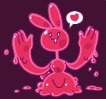  &lt;3 2018 4_fingers anthro breasts dripping eyelashes front_view lagomorph mammal meirdent open_mouth pictographics rabbit slime slime_creature smile solo speech_bubble wide_hips 