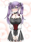  alternate_hairstyle blush breasts choker cleavage commentary_request corset faris_scherwiz final_fantasy final_fantasy_v green_eyes large_breasts looking_away mabo-udon purple_hair solo twintails v_arms wavy_mouth 