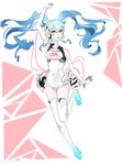  artist_request blue_eyes blue_hair boots clothes_writing covered_navel full_body gloves goodsmile_racing hatsune_miku headphones long_hair solo source_request string thigh_boots thighhighs twintails vocaloid white_footwear white_legwear 