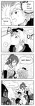  2girls 4koma chuu comic english greyscale highres jaune_arc lie_ren long_hair monochrome multiple_boys multiple_girls nora_valkyrie ponytail pyrrha_nikos rwby short_hair 