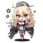  akatuti blonde_hair blue_eyes breasts chibi cleavage iowa_(kantai_collection) kantai_collection large_breasts long_hair open_mouth solo star star-shaped_pupils symbol-shaped_pupils tsurime 