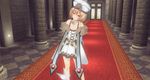  3d absurdres bare_shoulders blanc blue_eyes blush brown_hair custom_maid_3d_2 fur_trim hat highres looking_at_viewer neptune_(series) short_hair smile solo sumxsum03 