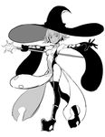  bad_source black_legwear boots elbow_gloves gloves greyscale hat ken_(koala) long_sleeves looking_at_viewer magical_girl monochrome original pelvic_curtain short_hair simple_background solo staff white_background witch_hat 