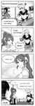  2girls 4koma changpao chinese_clothes chuu comic english greyscale highres jaune_arc lie_ren long_hair monochrome multiple_boys multiple_girls nora_valkyrie ponytail pyrrha_nikos rwby short_hair 