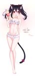  2016 alternate_costume animal_ears ankkoyom bangs barefoot bead_bracelet beads bikini bikini_skirt black_hair bow bracelet breasts cat_day cat_ears cat_tail character_name copyright_name dated double_scoop earrings fangs food frilled_bikini frills full_body groin hair_between_eyes hair_bow halterneck heart highres holding holding_food ice_cream ice_cream_cone jewelry kemonomimi_mode long_hair looking_at_viewer love_live! love_live!_school_idol_project nail_polish navel open_mouth pink_bow red_eyes red_nails signature small_breasts solo standing stomach swimsuit tail tail_bow thigh_gap toenail_polish triangle twintails white_bikini yazawa_nico 
