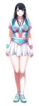  aqua_eyes black_hair breasts full_body hair_ornament hairclip highres large_breasts long_hair looking_at_viewer p/a_~potential_ability~ pleated_skirt sei_shoujo shoes skirt smile sneakers socks solo sport sportswear standing takajou_yuna tennis_uniform transparent_background wristband 