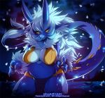  2019 anthro bedroom_eyes big_breasts breasts clothed clothing curvaceous diamond_(tofu93) digital_media_(artwork) dragon female fur furred_dragon half-closed_eyes looking_at_viewer night orange_eyes outside seductive skimpy slightly_chubby solo standing star tofu93 water 