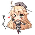 &gt;_o ;d ahoge blonde_hair blush_stickers breasts character_name chibi cleavage detached_sleeves fingerless_gloves garter_straps gloves headgear heart iowa_(kantai_collection) kantai_collection large_breasts long_hair looking_at_viewer mismatched_legwear one_eye_closed open_mouth shibata_rai silver_eyes smile solo star star-shaped_pupils symbol-shaped_pupils thighhighs thumbs_up translated 