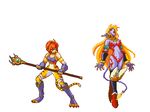  animal_ears artist_request bad_id bad_pixiv_id bare_shoulders blonde_hair breasts breath_of_fire breath_of_fire_ii cat_ears cat_tail dual_persona facial_mark furry gloves green_eyes large_breasts long_hair lowres multiple_girls no_panties no_pants orange_hair pixel_art pointy_ears red_hair rinpoo_chuan short_hair simple_background source_request staff tail white_background 