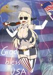  :d absurdres america american_flag armpits bald_eagle bangs bare_shoulders baseball_cap belt bird breasts buttons cleavage clothes_writing commentary copyright_name cropped_legs eagle english etoast fingerless_gloves front-tie_top garter_straps gloves gorget gun hand_up happy hat highres hips holding holding_gun holding_weapon iowa_(kantai_collection) kantai_collection large_breasts lightning long_hair looking_at_viewer make_america_great_again midriff miniskirt mismatched_legwear navel open_mouth over_shoulder parody parted_bangs patriotism pencil_skirt photo_background shotgun sidelocks sketch skirt smile solo statue_of_liberty striped striped_legwear sunglasses thigh_gap thighhighs unbuttoned vertical-striped_legwear vertical_stripes weapon weapon_over_shoulder wide_hips wrist_cuffs zettai_ryouiki 