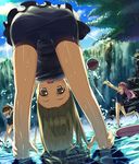  :d :o ;| ^_^ ^o^ afloat armpits ass ayataka bare_legs bare_shoulders barefoot blonde_hair blue_sky blue_swimsuit blush brown_hair closed_eyes cloud collarbone covering_face day dripping floating_hair hands_on_legs highres jumping leg_up legs_apart light_rays long_hair looking_at_viewer looking_through_legs multiple_girls one-piece_swimsuit open_mouth original outdoors pink_hair plant pond profile reflection rock round_teeth school_swimsuit short_hair sky smile sparkle splashing standing sun sunlight swimsuit tareme teeth throwing tree very_long_hair wading water water_drop waterfall wet wet_hair 