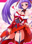  alternate_breast_size aokura_shou bare_shoulders black_panties bow breasts cleavage collarbone cowboy_shot cure_magical detached_collar detached_sleeves dress dress_lift earrings heart highres izayoi_liko jewelry large_breasts long_hair looking_at_viewer magical_girl mahou_girls_precure! panties precure purple_eyes purple_hair red_legwear red_skirt red_sleeves ruby_style shiny shiny_skin skirt smile solo spoken_heart star star_earrings strapless strapless_dress striped striped_bow thigh_strap thighhighs twintails underwear 