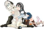  absurdly_long_hair akashi_(kantai_collection) bare_shoulders black_hair blue_eyes blush bra_strap braid commentary_request gauntlets glasses groping hair_ribbon hairband headphones hip_vent kantai_collection long_hair mechanical_arm military military_uniform multiple_girls naval_uniform ooyodo_(kantai_collection) open_mouth pale_skin pink_hair power_fist ribbon school_uniform semi-rimless_eyewear serafuku shinkaisei-kan smile supply_depot_hime thighhighs tress_ribbon under-rim_eyewear uniform unohanat very_long_hair white_hair white_skin yuri 