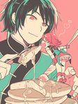  &lt;3 1boy 1girl eating flat_color fork knife lie_ren minigirl nora_valkyrie pancake pixiv_manga_sample rwby simple_background smile yukataro 