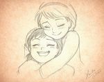  :d ^_^ ^o^ anna_(frozen) beige blush child closed_eyes disney elsa_(frozen) freckles frozen_(disney) happy hug hug_from_behind laikaken laughing long_hair multiple_girls open_mouth siblings sisters smile upper_body younger 