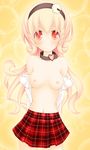  bare_chest blonde_hair breasts compa hairband highres long_hair neptune_(series) nipples skirt small_breasts smile solo sweater tapioka_(coconuts) undressing yellow_eyes 