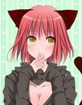  amami_reiko animal_ears blush breasts cat_ears cat_girl cat_tail cleavage cleavage_cutout collarbone commentary_request looking_away medium_breasts nanami_haruka red_hair short_hair solo tail upper_body uta_no_prince-sama yellow_eyes 