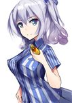  bad_id bad_pixiv_id blue_eyes employee_uniform hat henet_hene kantai_collection kashima_(kantai_collection) lawson long_hair silver_hair solo standing twintails uniform 