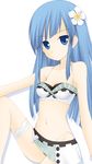  blue_eyes blue_hair flower hair_flower hair_ornament long_hair looking_at_viewer mages. mole mole_under_eye neptune_(series) solo swimsuit tapioka_(coconuts) 