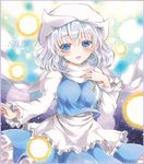  apron blouse blue_eyes breasts colored_pencil_(medium) lavender_hair letty_whiterock marker_(medium) medium_breasts potto scarf skirt solo touhou traditional_media vest 