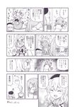  blood blush comic folded_ponytail giving_up_the_ghost greyscale hair_down harunatsu_akito highres kantai_collection kashima_(kantai_collection) katori_(kantai_collection) long_hair monochrome multiple_girls nosebleed remembering so_moe_i'm_gonna_die! stuffed_animal stuffed_toy teddy_bear translated twintails wavy_mouth younger 