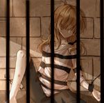  bad_id bad_pixiv_id barefoot bars black_shorts blonde_hair blurry bow braid brick_wall bruise chain chained collarbone cuffs depth_of_field faceless flat_chest hair_bow hair_over_eyes head_tilt in_cell injury kirisame_marisa leaning_back legs light light_particles light_rays long_hair meng_ziya no_eyes no_mouth prison prison_cell prison_clothes scratches shackles shaded_face shadow shorts single_braid sitting sleeves_rolled_up solo spread_legs stone_wall touhou wall 