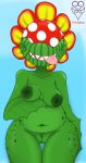 anthro belly breasts deep_navel digital_media_(artwork) female flora_fauna front_view humanoid mario_bros navel nintendo nude open_mouth petey_piranha piranha_plant plant sharp_teeth simple_background slightly_chubby smile solo teeth thevgbear thick_thighs thigh_gap tongue tongue_out video_games wide_hips 