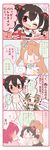  3girls 4koma \m/ black_hair blush brown_eyes brown_hair cat_lingerie collaboration comic commentary_request emphasis_lines hands_on_own_cheeks hands_on_own_face heart long_hair love_live! love_live!_school_idol_project maid maid_headdress meme_attire minami_kotori mogyutto_&quot;love&quot;_de_sekkin_chuu! multiple_girls nishikino_maki ofuton_(2525ofuton) one_eye_closed one_side_up panties red_eyes red_hair saku_usako_(rabbit) sweatdrop translated twintails underwear underwear_only valentine wavy_mouth white_panties yazawa_nico |_| 
