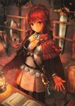  1girl anna_(fire_emblem) axe breasts chains cleavage fire_emblem fire_emblem_cipher fire_emblem_if key looking_at_viewer mismi official_art ponytail red_eyes red_hair solo sword weapon 