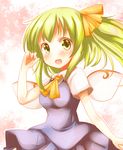  :d daiyousei fairy_wings green_eyes green_hair hair_ribbon ishimori_sakana open_mouth ribbon short_sleeves skirt smile solo touhou vest wings 