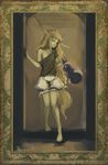  barefoot blonde_hair bloomers borvar doorway highres ibuki_suika light_smile long_hair looking_at_viewer off_shoulder one_eye_closed parody solo style_parody the_witcher touhou underwear very_long_hair 