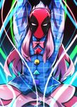  bubble_skirt cosplay crossdressing deadpool hata_no_kokoro hata_no_kokoro_(cosplay) highres long_sleeves male_focus marvel mask no_pupils pink_hair plaid plaid_shirt shirt skirt solo touhou yuuki_(yuyuki000) 