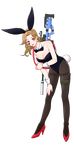  :p animal_ears bangs bare_shoulders black_bow black_legwear black_leotard black_neckwear blonde_hair bow bowtie breasts bunny_ears bunny_tail bunnysuit cleavage dagger detached_collar earrings eyelashes facial_mark fake_animal_ears full_body genderswap genderswap_(mtf) gun hairband hand_on_own_thigh heart high_heels highres holster hong_(ldh1806) jewelry large_breasts leaning_forward leaning_to_the_side leotard long_hair looking_at_viewer nail_polish pantyhose parted_bangs rakudai_ninja_rantarou red_eyes red_footwear red_nails rifle shoes solo standing strapless strapless_leotard tail tamura_mikiemon thigh_holster thigh_strap thighband_pantyhose tongue tongue_out transparent_background weapon weapon_on_back wrist_cuffs 
