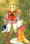  axe black_eyes blonde_hair boots breasts final_fantasy final_fantasy_tactics geomancer_(fft) gloves hat kikimimi_612 long_hair medium_breasts mime_(fft) multiple_girls twintails weapon 