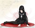  black_eyes black_hair blood chicken_on_rice hagoromo_gitsune long_hair nurarihyon_no_mago pantyhose school_uniform solo 